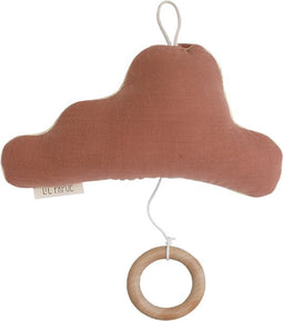 Lil' Papoe Muziekhanger - Handgemaakte Wolk Knuffel met Uniek Slaapliedje - Baby Kamer Accessoires - Tetra Roest
