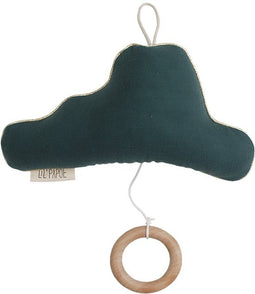 Lil' Papoe Muziekhanger - Handgemaakte Wolk Knuffel met Uniek Slaapliedje - Baby Kamer Accessoires - Tetra Donkergroen
