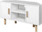 Lila Corner TV Cabinet - 2 deuren - Wit Melamine Decor - Massieve houten voeten - L90 x D35 x H55 cm