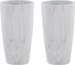 LIMENARI - Bloempot set van 2 - Wit - 32 cm - Stenenmix