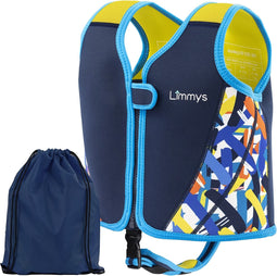 Limmys Zwemvest voor Kinderen - Drijfvest met Aanpasbare Drijfsterkte - Veilige & Comfortabele Reddingsvest - Marineblauw - S (1-2 Jaar)
