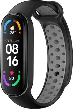 iMoshion Bandje Geschikt voor Xiaomi Mi Band 5 / 6 - iMoshion Siliconen sport band met inkliksysteem ronde drukknoop - Zwart