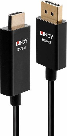 Lindy - 1m Display Port naar HDMI 4K60Hz Adapter kabel met HDR