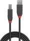 LINDY 36676 7,5 m USB 2.0 type A naar B kabel, antraciet lijn