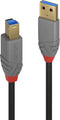 LINDY 36742 2m USB 3.0 type A naar B kabel, antraciet lijn