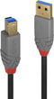 LINDY 36742 2m USB 3.0 type A naar B kabel, antraciet lijn