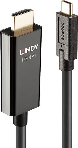 LINDY 43315 USB-C-displaykabel Aansluitkabel USB-C stekker, HDMI-A-stekker 5.00 m Zwart