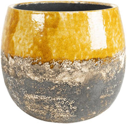 Lindy Ochre okergele pot 30 cm ronde bloempot voor binnen