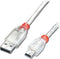 Lindy USB A/Mini-USB B 1m 1m USB A Mini-USB B Oranje, Transparant USB-kabel