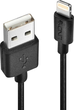 LINDY USB-kabel USB 2.0 Apple Lightning stekker, USB-A stekker 2.00 m Zwart 31321