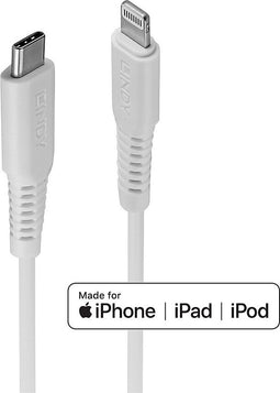 LINDY USB-kabel USB 2.0 Apple Lightning stekker, USB-C stekker 3.00 m Wit 31318