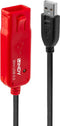 LINDY USB-kabel USB 2.0 USB-A stekker, USB-A bus 30.00 m Zwart, Rood 42923