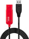 LINDY USB-kabel USB 2.0 USB-A stekker, USB-A bus 30.00 m Zwart, Rood 42923