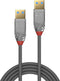 LINDY USB-kabel USB 3.2 Gen1 (USB 3.0 / USB 3.1 Gen1) USB-A stekker, USB-A stekker 1.00 m Grijs 36626