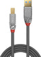 LINDY USB-kabel USB 3.2 Gen1 (USB 3.0 / USB 3.1 Gen1) USB-A stekker, USB-B stekker 1.00 m Grijs 36661