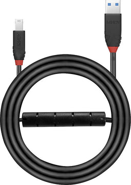 LINDY USB-kabel USB 3.2 Gen1 (USB 3.0 / USB 3.1 Gen1) USB-A stekker, USB-B stekker 10.00 m Zwart 43227