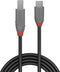 LINDY USB-kabel USB 3.2 Gen1 (USB 3.0 / USB 3.1 Gen1) USB-C stekker, USB-B stekker 1.00 m Zwart 36666
