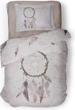 LINNICK Dekbedovertrek Katoen Bohemian - beige - 140x200/220cm - 1 persoons