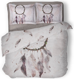 LINNICK Dekbedovertrek katoen Bohemian - beige - 240x200/220cm - lits jumeaux