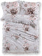 LINNICK Dekbedovertrek katoen Cluster Floral Ruches - white - 240x200/220cm - lits jumeaux