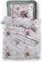 LINNICK Dekbedovertrek Katoen Cluster Floral Ruches - white - 140x200/220cm - 1 persoons