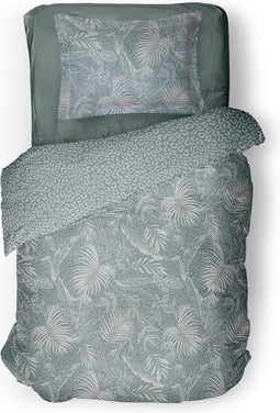 LINNICK Dekbedovertrek Katoen Exotic Jungle - zee blauw - 140x200/220cm - 1 persoons