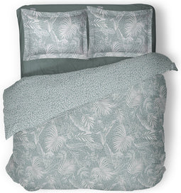LINNICK Dekbedovertrek katoen Exotic Jungle - zee blauw - 240x200/220cm - lits jumeaux