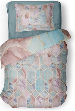LINNICK Dekbedovertrek Katoen Geometric Diamond - multi - 140x200/220cm - 1 persoons