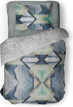 LINNICK Dekbedovertrek Katoen Marble Patch - blue - 140x200/220cm - 1 persoons