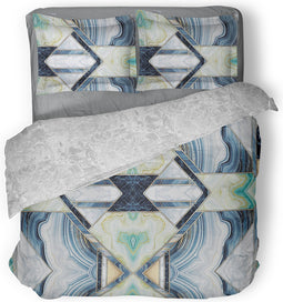 LINNICK Dekbedovertrek Katoen Marble Patch - blue - 200x200/220cm - tweepersoons