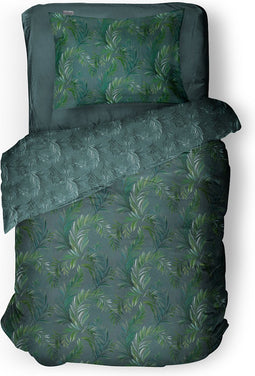 LINNICK Dekbedovertrek Katoen Moriko Leaf - green - 140x200/220cm - 1 persoons