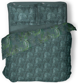 LINNICK Dekbedovertrek Katoen Moriko Leaf - green - 200x200/220cm - tweepersoons