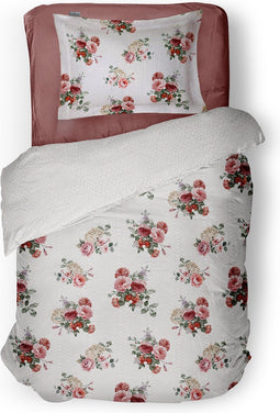 LINNICK Dekbedovertrek Katoen Raspberry - white - 140x200/220cm - 1 persoons