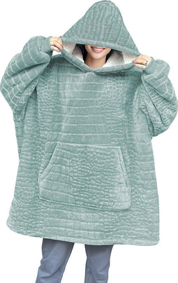 LINNICK Flanel Fleece Hoodie - Fleece Deken met Mouwen - Croco Mint Groen - Deken met Mouwen - Fleece Deken - Hoodie Heren - Hoodie Dames - Hoodies - Hoodie Deken