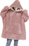 LINNICK Flanel Fleece Hoodie - Fleece Deken met Mouwen - Croco Roze - Deken met Mouwen - Fleece Deken - Hoodie Heren - Hoodie Dames - Hoodies - Hoodie Deken