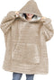 LINNICK Flanel Fleece Hoodie - Fleece Deken met Mouwen - Croco Zand - Deken met Mouwen - Fleece Deken - Hoodie Heren - Hoodie Dames - Hoodies - Hoodie Deken