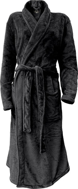 LINNICK Flanel Fleece Uni Badjas - Black - L - Badjas Dames - Badjas Heren