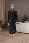 LINNICK Flanel Fleece Uni Badjas - Black - L - Badjas Dames - Badjas Heren