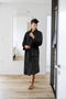 LINNICK Flanel Fleece Uni Badjas - Black - M - Badjas Dames - Badjas Heren