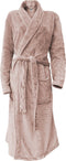 LINNICK Flanel Fleece Uni Badjas - Light Pink - L - Badjas Dames - Badjas Heren