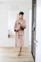 LINNICK Flanel Fleece Uni Badjas - Light Pink - M - Badjas Dames - Badjas Heren