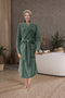 LINNICK Flanel Fleece Uni Badjas - Olive Green - L - Badjas Dames - Badjas Heren