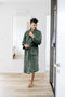 LINNICK Flanel Fleece Uni Badjas - Olive Green - L - Badjas Dames - Badjas Heren