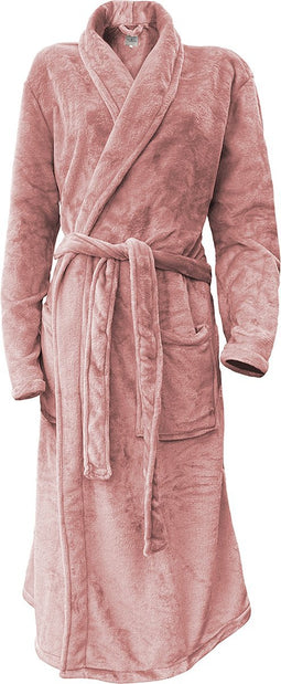 LINNICK Flanel Fleece Uni Badjas - Rose - L - Badjas Dames - Badjas Heren