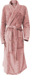 LINNICK Flanel Fleece Uni Badjas - Rose - L - Badjas Dames - Badjas Heren