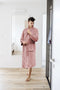 LINNICK Flanel Fleece Uni Badjas - Rose - XL - Badjas Dames - Badjas Heren