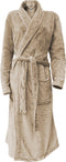 LINNICK Flanel Fleece Uni Badjas - Shady Sand - M - Badjas Dames - Badjas Heren