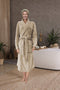 LINNICK Flanel Fleece Uni Badjas - Shady Sand - M - Badjas Dames - Badjas Heren