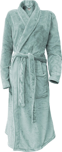 LINNICK Flanel Fleece Uni Badjas - Soft Green - M - Badjas Dames - Badjas Heren