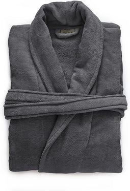 LINNICK Pure Badjas Velours - 100% Katoen - Dark Grey - Maat XL - Badjas Dames - Badjas Heren